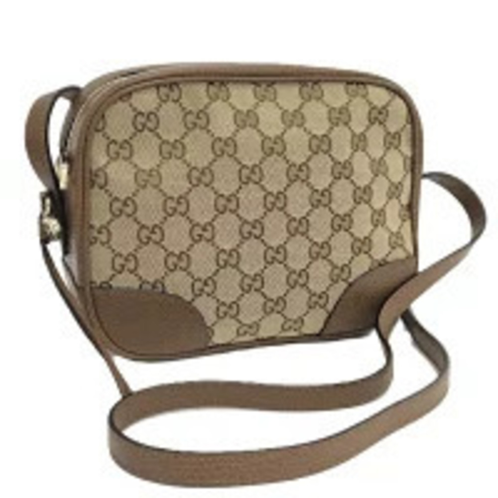 Gucci Shoulder Bag GG Canvas Leather Beige Cream